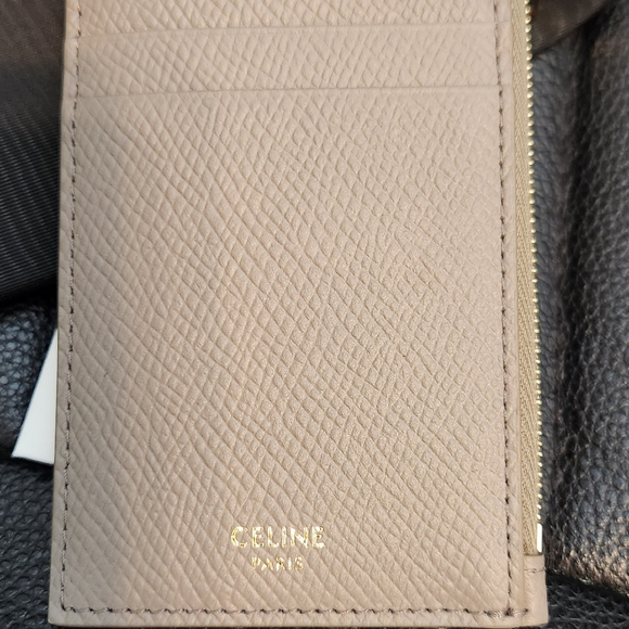 CELINE zipped compact card wallet in grained calfskin New! - Picture 4 of 5
